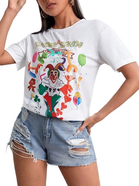 clown and letter graphic tee l4pm#, White
