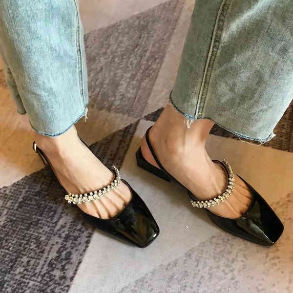 sandals baotou sandals women's summer thick heel middle square head belt high s leather french shoes, Black
sandals baotou sandals women's summer thick heel middle square head belt high s leather french shoes, Black