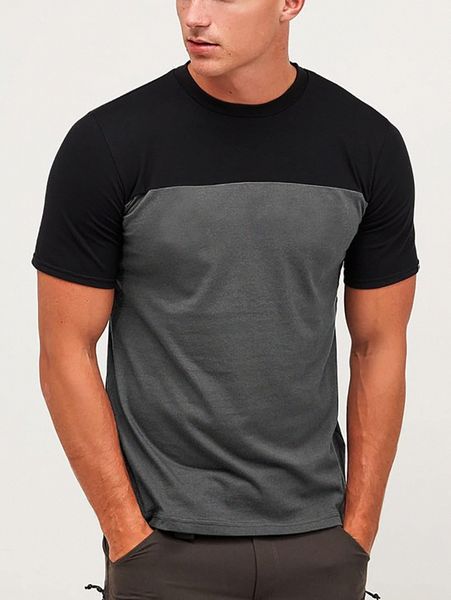 men two tone tee 68j2#, White;black