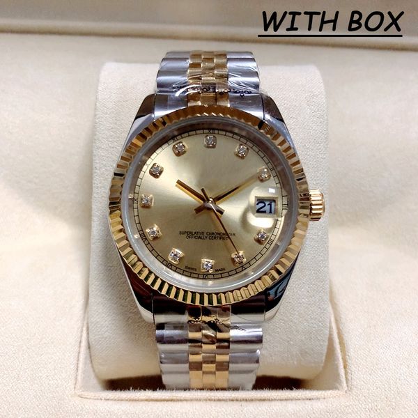luxury mens watch 41mm/36mm women quartz watchs 31mm/28mm gold dail 2813 movement automatic mechanical luminous super sapphire waterproof 90, Slivery;brown
luxury mens watch 41mm/36mm women quartz watchs 31mm/28mm gold dail 2813 movement automatic mechanical luminous super sapphire waterproof 90, Slivery;brown