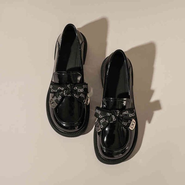 dress shoes bow tie patent leather mary jane shoes women british style soft thick soled leffer x56h, Black 
dress shoes bow tie patent leather mary jane shoes women british style soft thick soled leffer x56h, Black