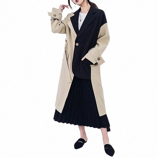 women's trench coats women coat 2021 spring autumn contrast color splice windbreaker female suit collar long sleeve casual outerwear r4, Tan;black
women's trench coats women coat 2021 spring autumn contrast color splice windbreaker female suit collar long sleeve casual outerwear r4, Tan;black