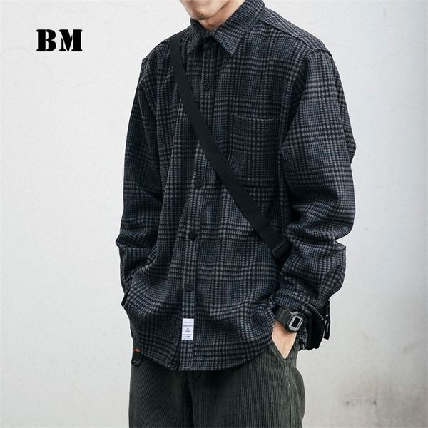 thick woolen shirt men clothing japanese streetwear lapel long sleeve casual plaid harajuku coats male 220322, White;black
thick woolen shirt men clothing japanese streetwear lapel long sleeve casual plaid harajuku coats male 220322, White;black