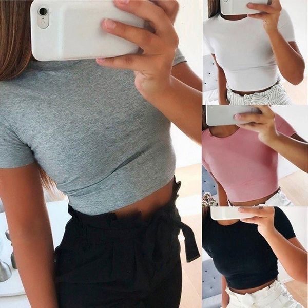 summer women fashion t shirt crop solid color o-neck short sleeve t-shirt casual tees basic black white
summer women fashion t shirt crop solid color o-neck short sleeve t-shirt casual tees basic black white