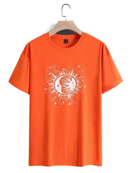 men sun & moon print tee 29z1#, White;black
