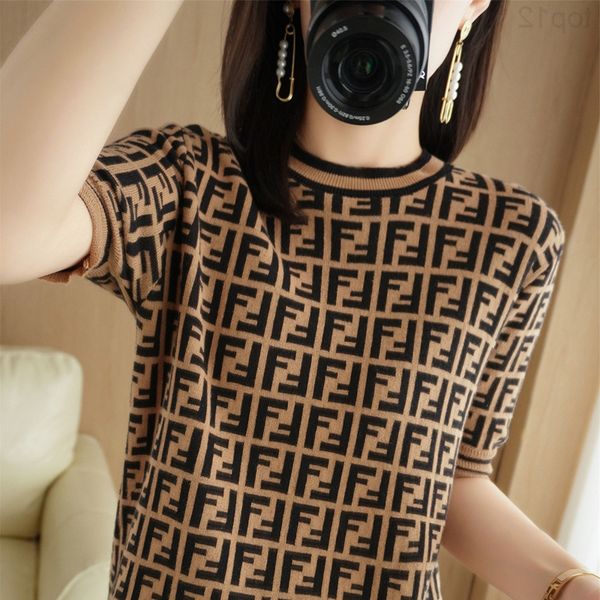 designer 2022 summer cotton korean t-shirt high-end foreign style double f letter women's knitted short sleeve loose round neck 2022, White
designer 2022 summer cotton korean t-shirt high-end foreign style double f letter women's knitted short sleeve loose round neck 2022, White