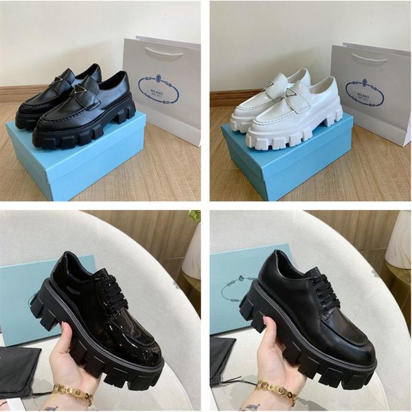women shoes luxury designer brand dress shoe metal triangle logo monolith brushed leather loafers platform heel pointed and ro250a, Black
women shoes luxury designer brand dress shoe metal triangle logo monolith brushed leather loafers platform heel pointed and ro250a, Black