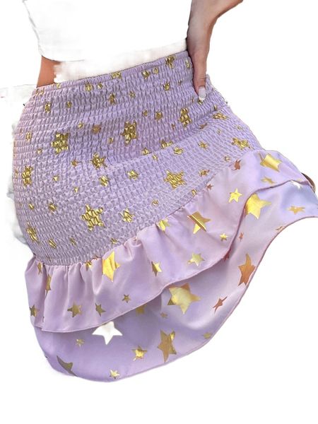 golden star print shirred waist ruffle hem skirt c0uw#, Black
golden star print shirred waist ruffle hem skirt c0uw#, Black