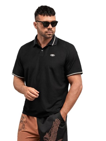 extended sizes men letter patched contrast trim polo shirt 67dx#, White;black
extended sizes men letter patched contrast trim polo shirt 67dx#, White;black