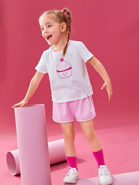 x lyart toddler girls cartoon graphic tee & contrast binding shorts she, White
x lyart toddler girls cartoon graphic tee & contrast binding shorts she, White