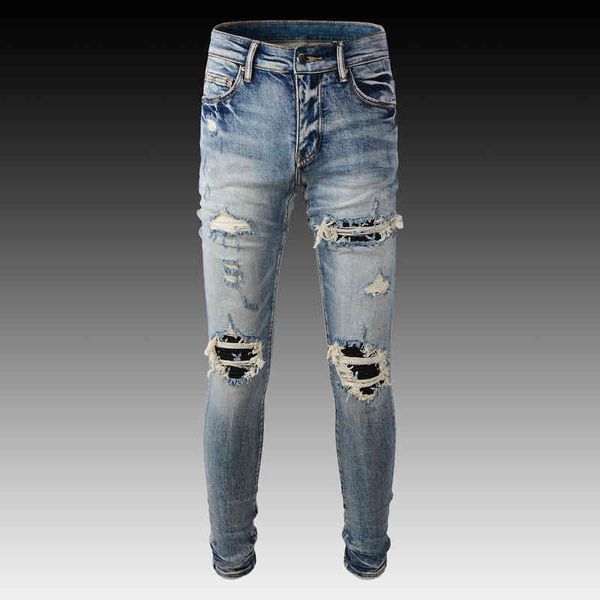 men's jeans high street fashion trend hole knee camouflage patch patchwork slim fit small feet versatile trendy jeans men v0fo, Blue
men's jeans high street fashion trend hole knee camouflage patch patchwork slim fit small feet versatile trendy jeans men v0fo, Blue