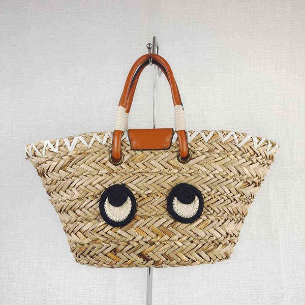 fashion big eye pattern rattan basket bag casual wicker woven women handbags summer beach straw bag large tote bali purses 220511
fashion big eye pattern rattan basket bag casual wicker woven women handbags summer beach straw bag large tote bali purses 220511