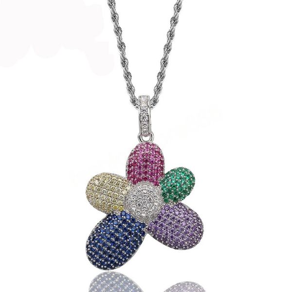 colorful flower pendants necklaces with tennis chain plant cubic zircon hip hop jewelry for couple, Silver
colorful flower pendants necklaces with tennis chain plant cubic zircon hip hop jewelry for couple, Silver