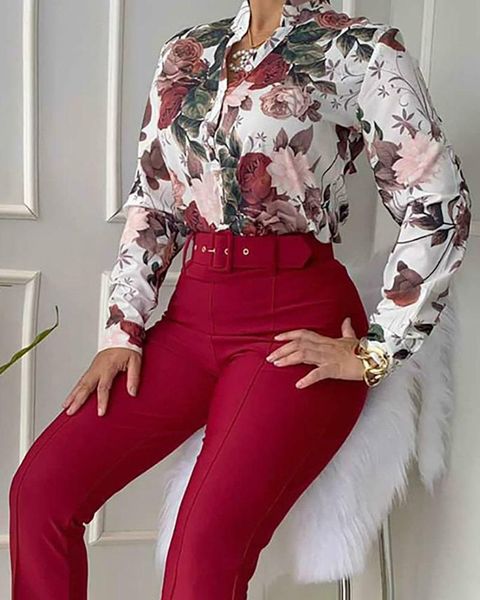 women's two piece pants printed shirts solid color trousers suits stand collar long sleeved wide leg set 2022 spring, White
women's two piece pants printed shirts solid color trousers suits stand collar long sleeved wide leg set 2022 spring, White