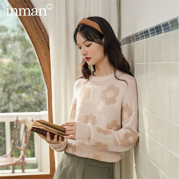 inman autumn arrival sweet flower jacquard o-neck pullover loose women sweater 201225, White;black
inman autumn arrival sweet flower jacquard o-neck pullover loose women sweater 201225, White;black