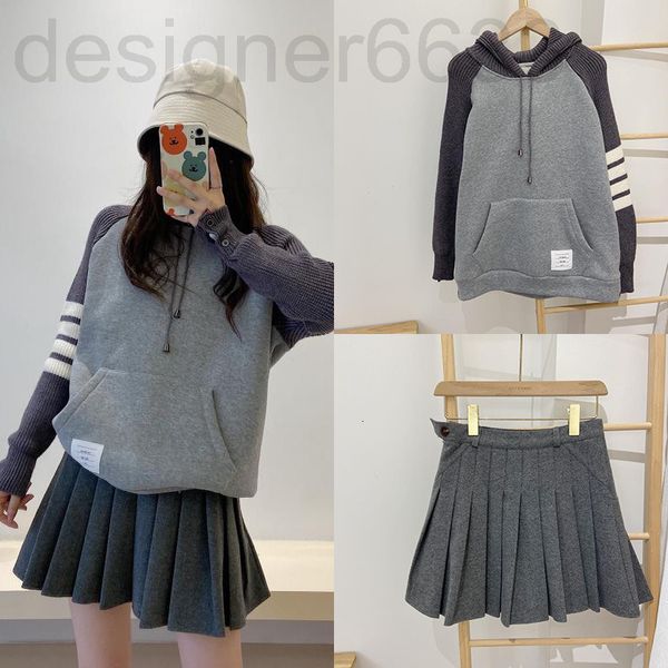 two piece dress designer coat tb stitched knitted plush sweater hooded women's pullover + pleated skirt set autumn and winter college s, White
two piece dress designer coat tb stitched knitted plush sweater hooded women's pullover + pleated skirt set autumn and winter college s, White