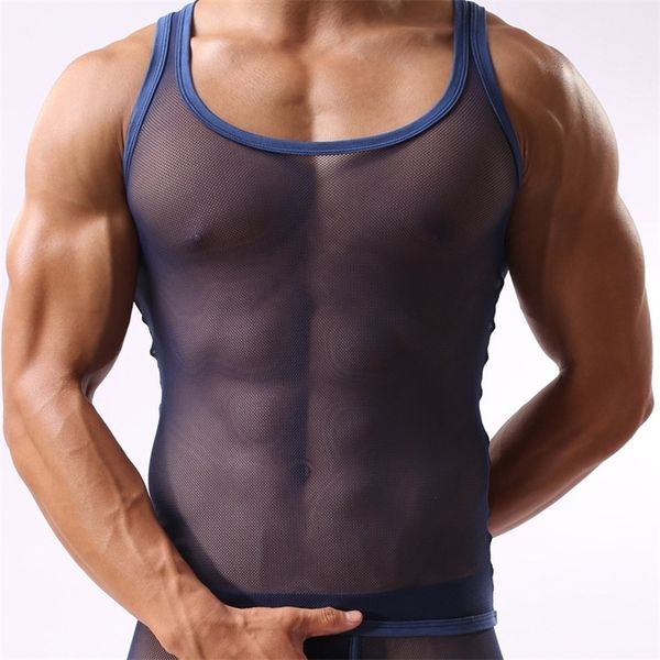 men tank with transparent mesh fabric see though mesh sleeveless breathable transparent tightfitting vest 220527, White;black
men tank with transparent mesh fabric see though mesh sleeveless breathable transparent tightfitting vest 220527, White;black