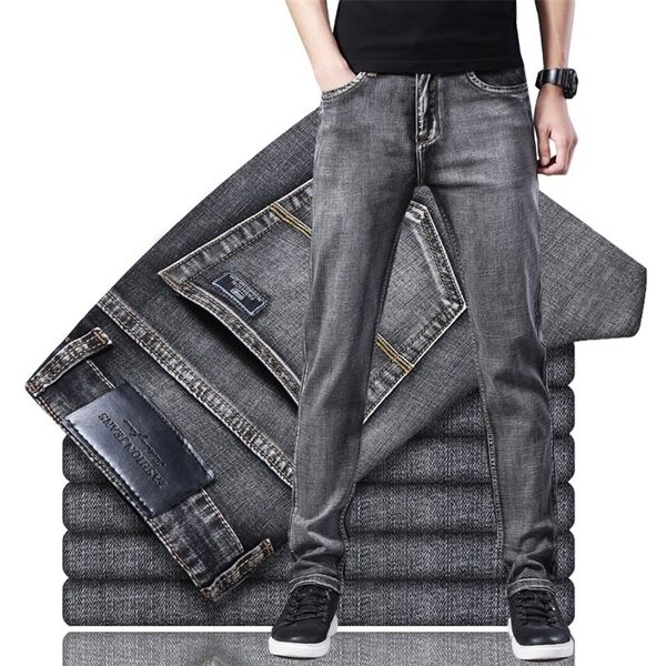men stretch regular fit jeans business casual classic style fashion denim trousers male black blue gray pants 220813
men stretch regular fit jeans business casual classic style fashion denim trousers male black blue gray pants 220813