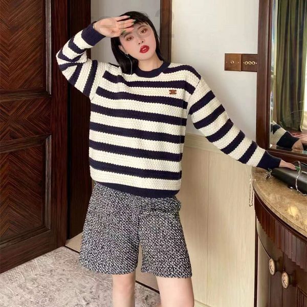 women's knits & tees designer straight 2022 early spring new casual loose knit stripe long sleeve pullover round neck sweater women, White
women's knits & tees designer straight 2022 early spring new casual loose knit stripe long sleeve pullover round neck sweater women, White