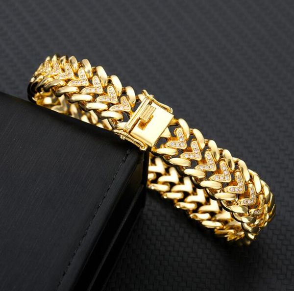 18k hip hop cuban chain with rhinestone bracelet men's and women's gold-plated bracelet, Black
18k hip hop cuban chain with rhinestone bracelet men's and women's gold-plated bracelet, Black