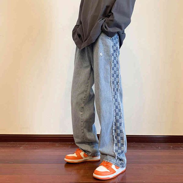 vibe style high street ins fashion card checkerboard jeans men's straight loose oversize pants, Blue
vibe style high street ins fashion card checkerboard jeans men's straight loose oversize pants, Blue