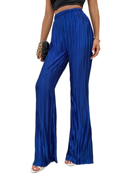 elastic waist flare leg pants r34v#, Black;white 
elastic waist flare leg pants r34v#, Black;white