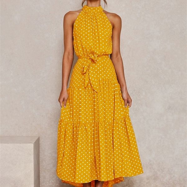summer long dress polka dot casual dresses black halter strapless yellow sundress vacation clothes for women 220427, Black;gray
summer long dress polka dot casual dresses black halter strapless yellow sundress vacation clothes for women 220427, Black;gray