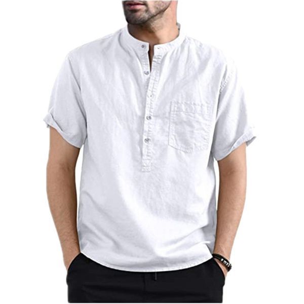 men's shirt half cardigan european and american solid color pocket men's short sleeve, White;black
men's shirt half cardigan european and american solid color pocket men's short sleeve, White;black