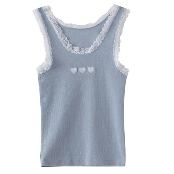puwd sweet girls heart embroidery slim tank summer fashion ladies lace splicing short women streetwear chic tees 220316, White
puwd sweet girls heart embroidery slim tank summer fashion ladies lace splicing short women streetwear chic tees 220316, White