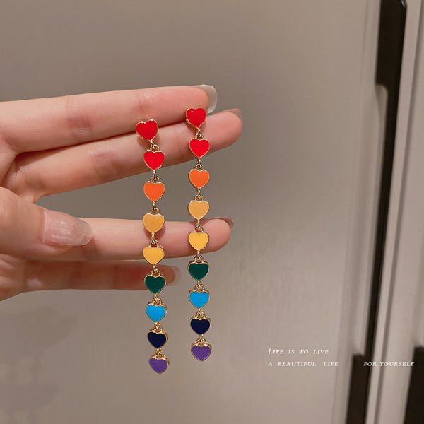 925 silver needle korean-style long girls full of dripping oil love heart stud earrings simple elegant eardrop for women, Golden
925 silver needle korean-style long girls full of dripping oil love heart stud earrings simple elegant eardrop for women, Golden