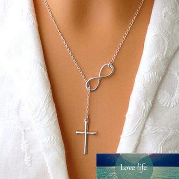 european and american ins style necklace simple lucky number 8 word cross pendant short necklace jewelry, Silver
european and american ins style necklace simple lucky number 8 word cross pendant short necklace jewelry, Silver