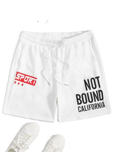 men slogan graphic drawstring waist shorts f8hi#, White;black
men slogan graphic drawstring waist shorts f8hi#, White;black