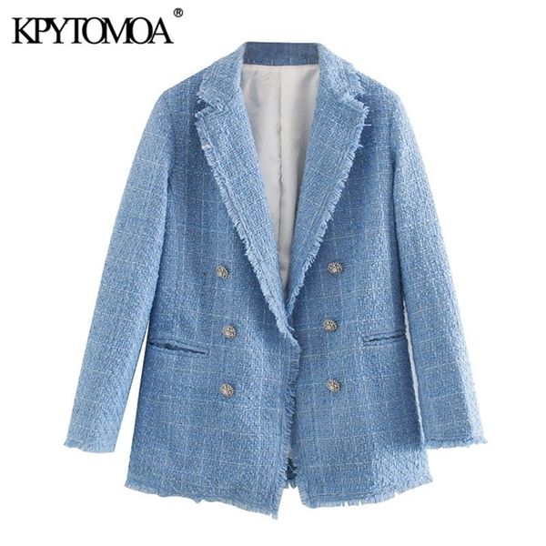 kpytomoa women 2020 fashion office wear double breasted tweed blazer coat vintage long sleeve frayed female outerwear chic lj200907, White;black
kpytomoa women 2020 fashion office wear double breasted tweed blazer coat vintage long sleeve frayed female outerwear chic lj200907, White;black
