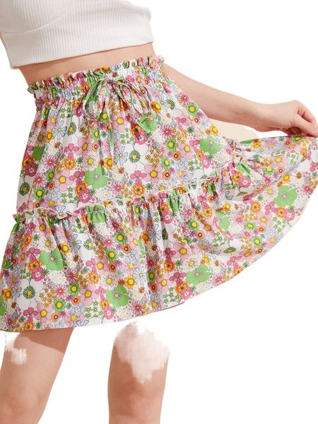 x alexandra five paper bag waist allover floral print frill ruffle hem skirt v8bz#, Black
x alexandra five paper bag waist allover floral print frill ruffle hem skirt v8bz#, Black