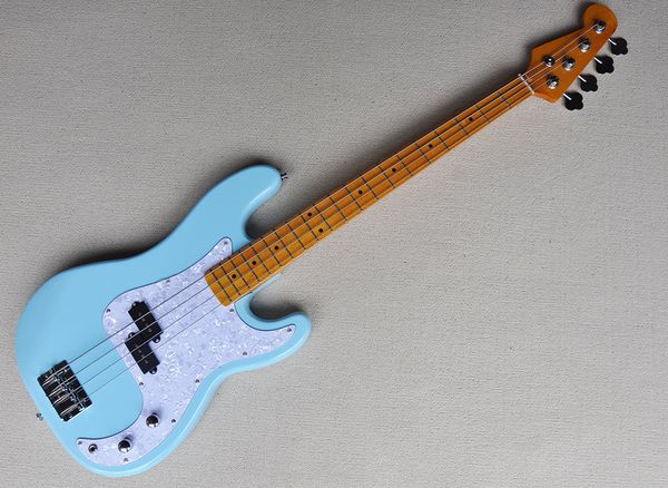 blue 4 strings electric jazz bass guitar with reverse headstock 
blue 4 strings electric jazz bass guitar with reverse headstock