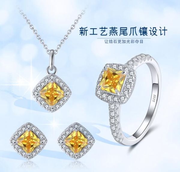 s925 sterling silver necklace with dovetail claw diamond hoop & huggie ring earrings set, Golden;silver
s925 sterling silver necklace with dovetail claw diamond hoop & huggie ring earrings set, Golden;silver