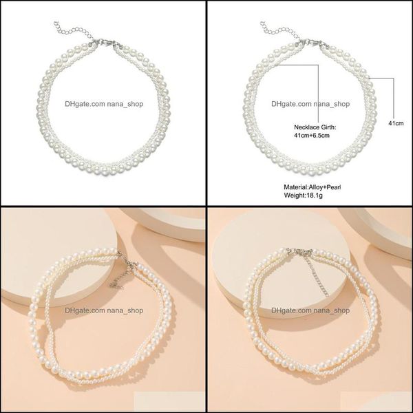 chokers necklaces pendants jewelry 2021 creative simple double-layer imitation pearl geometric round necklace for women girls vintage ins, Golden;silver 
chokers necklaces pendants jewelry 2021 creative simple double-layer imitation pearl geometric round necklace for women girls vintage ins, Golden;silver