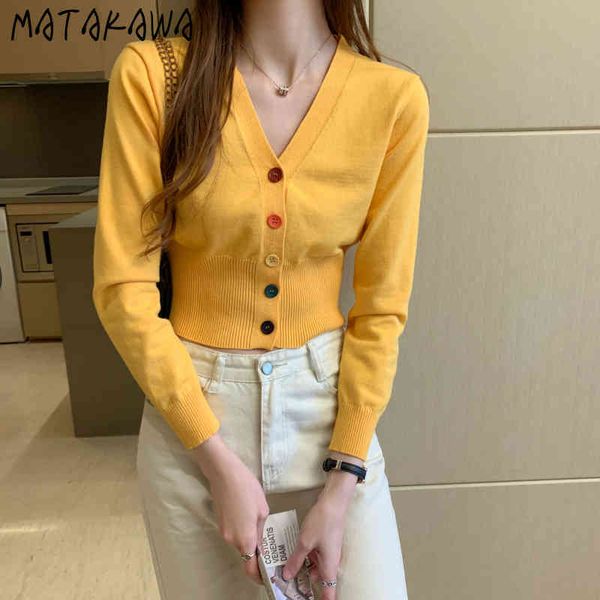 autumn and winter short knit sweater longsleeved women sweaters high waist cardigan rainbow button 210506, White
autumn and winter short knit sweater longsleeved women sweaters high waist cardigan rainbow button 210506, White