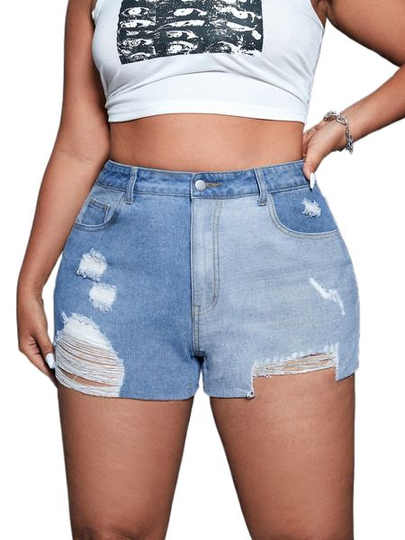 plus ripped frayed straight leg denim shorts n2fh#, White;black
plus ripped frayed straight leg denim shorts n2fh#, White;black