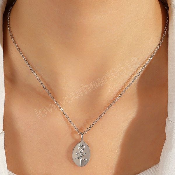 simple flower oval rose carved alloy pendant necklace women stainless steel clavicle necklaces girls fashion jewelry gifts, Silver
simple flower oval rose carved alloy pendant necklace women stainless steel clavicle necklaces girls fashion jewelry gifts, Silver