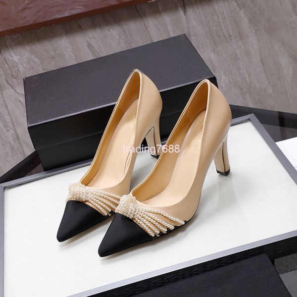 dress shoes spring temperament banquet high heels color matching versatile thin heel pointed shallow mouth sheepskin pearl single shoes wome, Black
dress shoes spring temperament banquet high heels color matching versatile thin heel pointed shallow mouth sheepskin pearl single shoes wome, Black