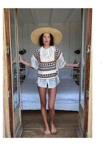 women's knits tees legal system se spring and summer national style pure manual heavy industry crochet knit vest, White
women's knits tees legal system se spring and summer national style pure manual heavy industry crochet knit vest, White