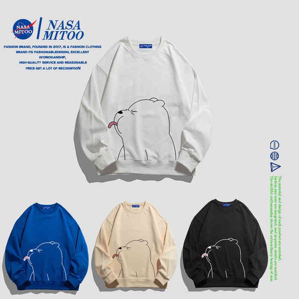 nasa spring and autumn national tide loose couple's clothing pure cotton round neck high street oversize top, Black
nasa spring and autumn national tide loose couple's clothing pure cotton round neck high street oversize top, Black
