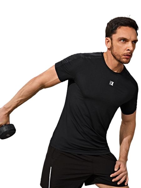 men letter graphic contrast side seam sports tee n5h9#, White;black 
men letter graphic contrast side seam sports tee n5h9#, White;black