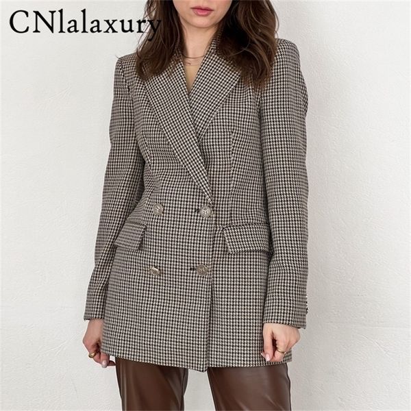 cnlalaxury women office wear double breasted plaid blazer coat vintage long sleeve pocket female jacket outerwear chic 220725, White;black
cnlalaxury women office wear double breasted plaid blazer coat vintage long sleeve pocket female jacket outerwear chic 220725, White;black