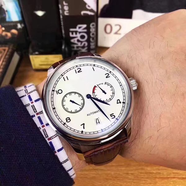 46mm automatic mechanical mens watch pilots black leather strap waterproof montre de luxe sapphire crystal, Slivery;brown
46mm automatic mechanical mens watch pilots black leather strap waterproof montre de luxe sapphire crystal, Slivery;brown