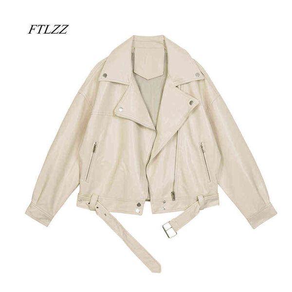 ftlzz 2022 new spring women pu leather motorcycle jacket female with belt solid color jackets ladys loose casual jacket l220728, Black
ftlzz 2022 new spring women pu leather motorcycle jacket female with belt solid color jackets ladys loose casual jacket l220728, Black