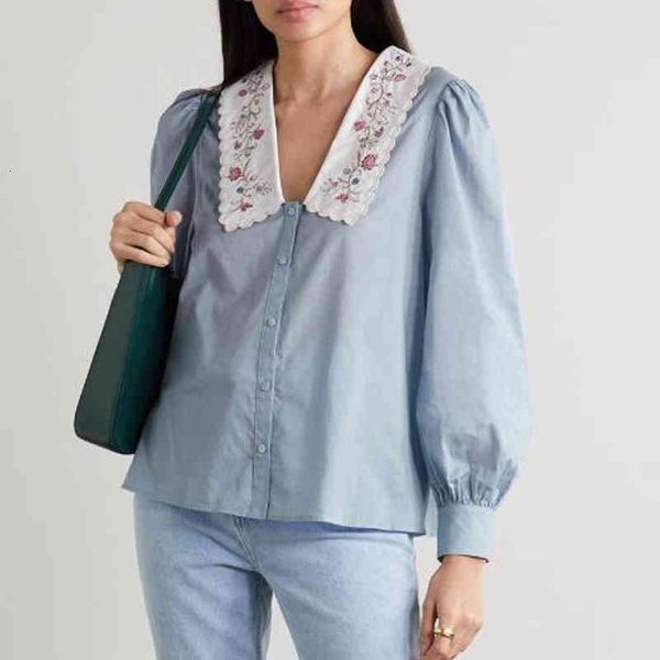 women's blouses & shirts ri blue flower embroidery doll collar loose vintage shirt brand spring and summer arrive 27v4, White
women's blouses & shirts ri blue flower embroidery doll collar loose vintage shirt brand spring and summer arrive 27v4, White