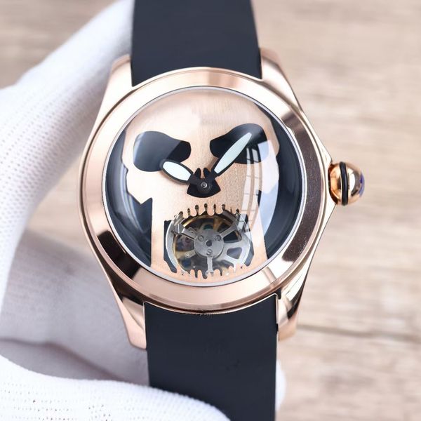 men's watch, mechanical movement, stainless steel case, rubber strap, buckle, Slivery;brown
men's watch, mechanical movement, stainless steel case, rubber strap, buckle, Slivery;brown