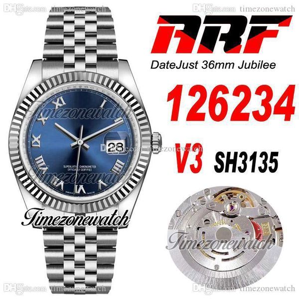 arf v3 126234 36mm cal sh3135 automatic mens watch fluted bezel blue roman dial 904l jubileesteel bracelet with warranty card super edition, Slivery;brown
arf v3 126234 36mm cal sh3135 automatic mens watch fluted bezel blue roman dial 904l jubileesteel bracelet with warranty card super edition, Slivery;brown